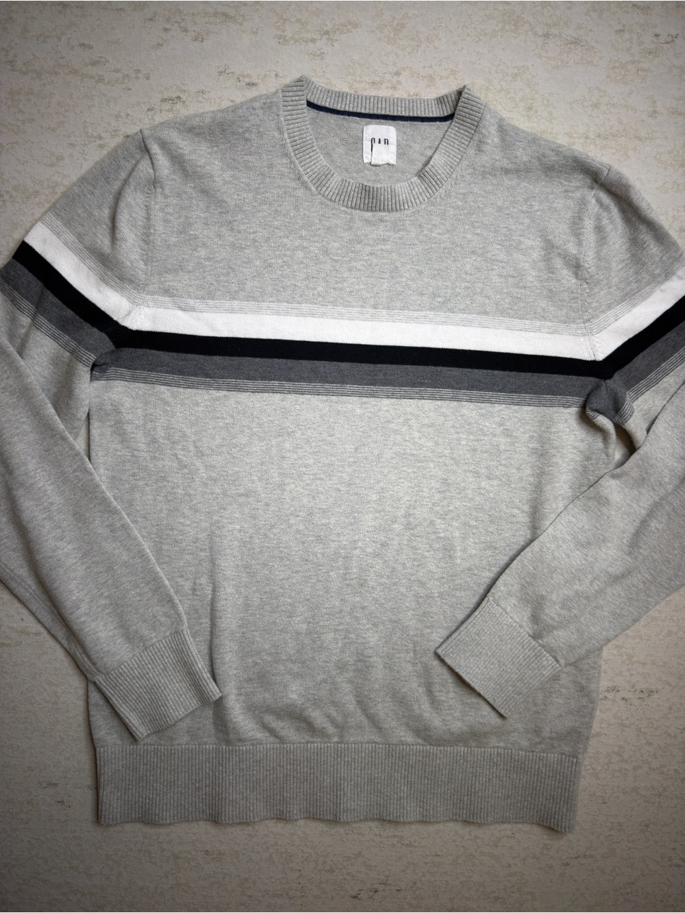 Gap Gray Stripe Cotton Crewneck Sweater Size S